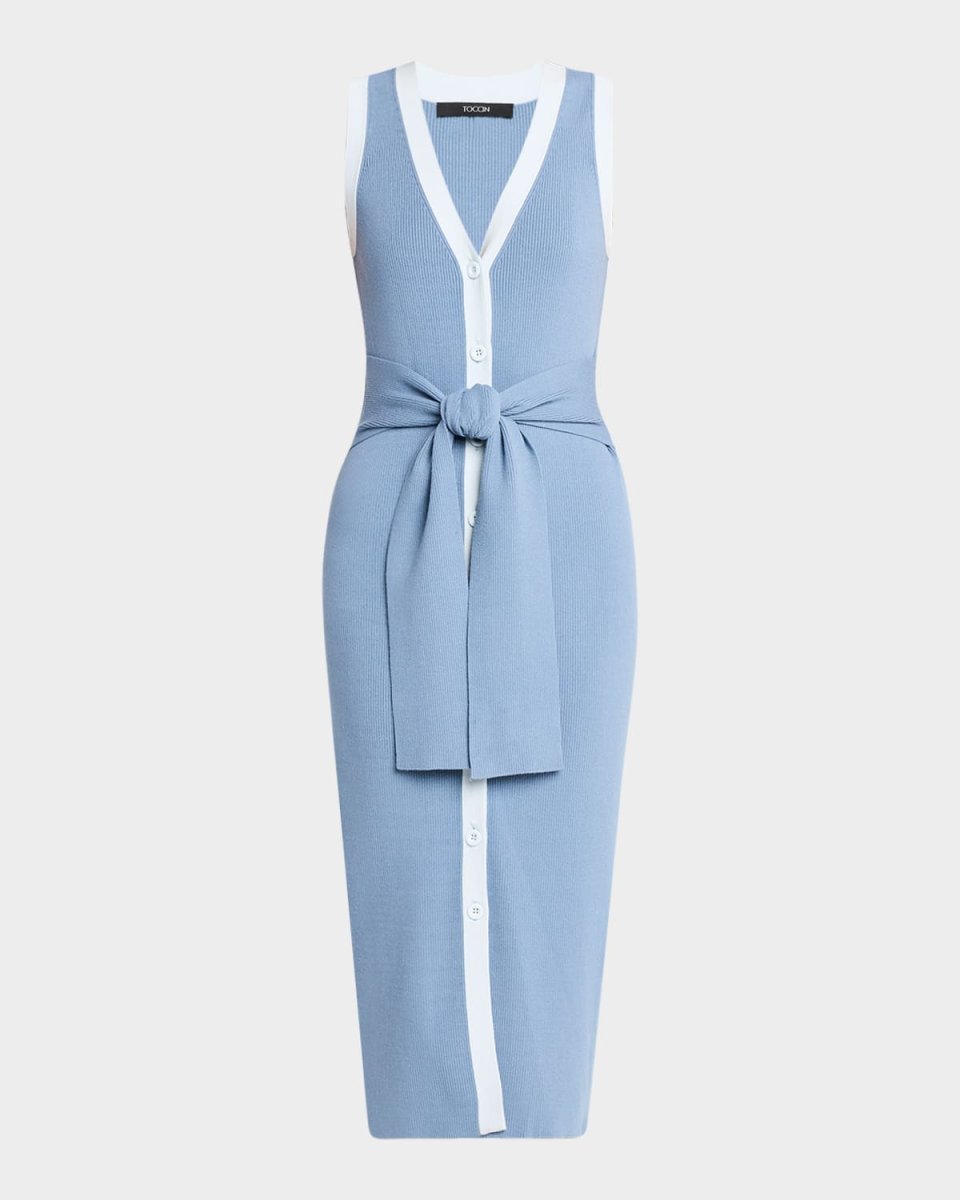 Victoria Sleeveless Button-Front Midi Dress